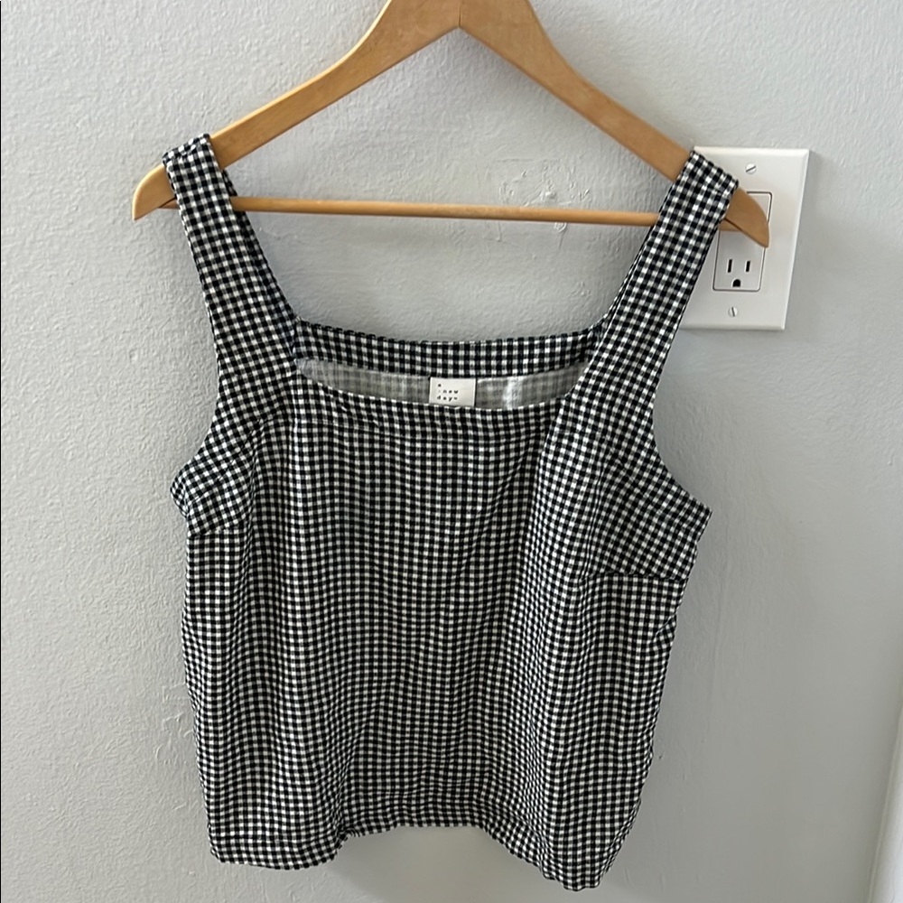 a new day Black and White Gingham Top